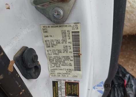 2019 Nissan Frontier S z USA, uszkodzony, nr VIN 1N6BD0CTXKN724963